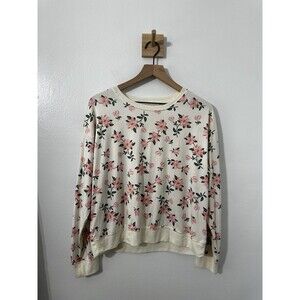 Draper James Shirt Women Large Off White Natalie Sweatshirt in Magnolia Prairie